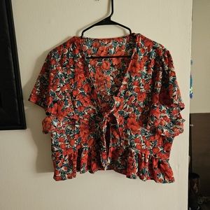 Floral Short Sleeve Cover Up